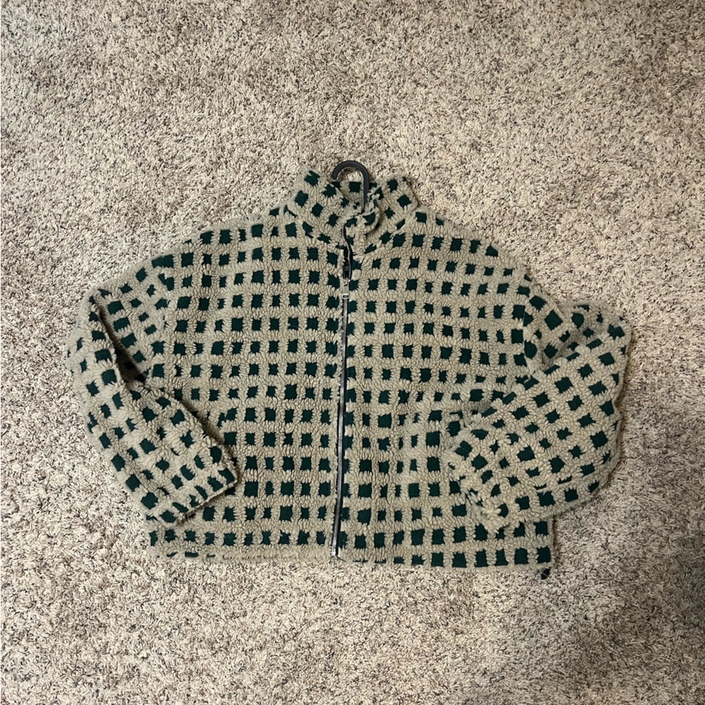 Checkered Zip-Up Sweater
